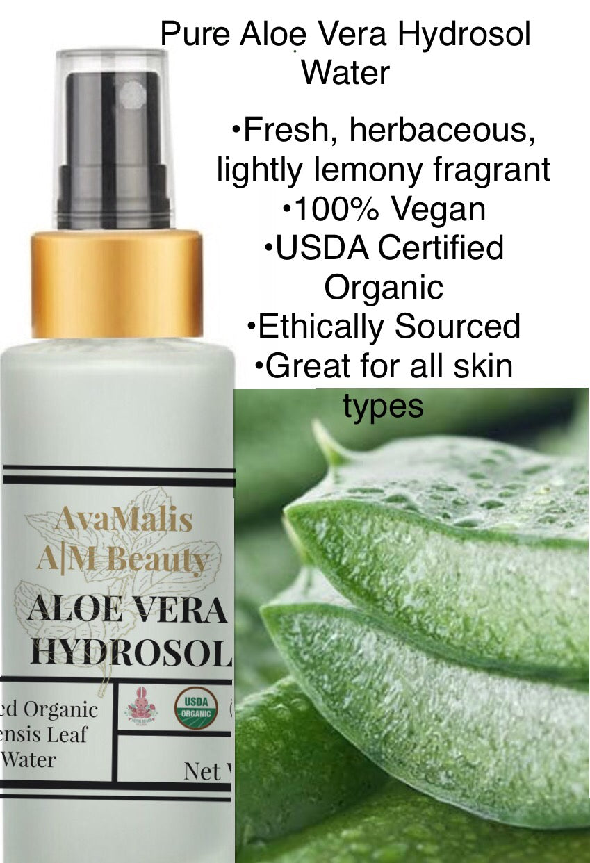 Aloe Vera Hydrosol Water Spray Mist Toner - USDA Certified Organic - Steam-distilled aloe barbadensis leaves-Hydrating face and body