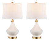 Glass Table Lamp In White - Set Of 2