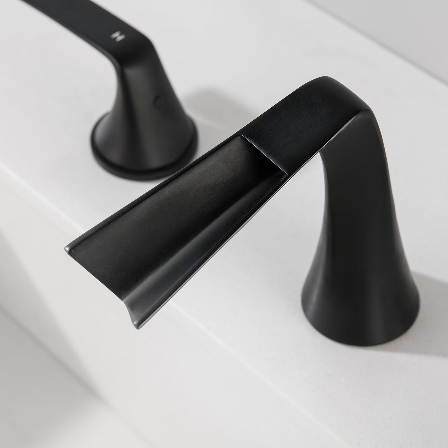 AvaMalis A|M Aquae Waterfall Bathroom Faucet Widespread  Black Brass 2 Handles