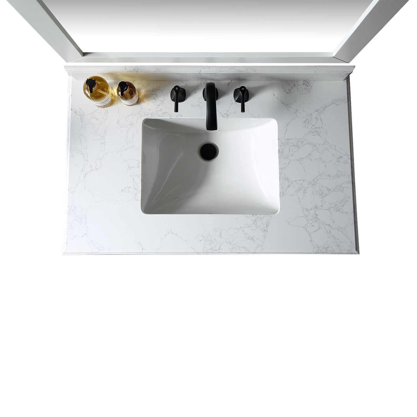 36 in. W x 22 in. D x 35 in. H Transitional Freestanding Bath Vanity in White with Engineer Stone Top in White