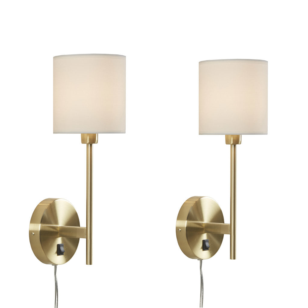 Metal Wall Sconce with Cylinder Shade, Set of 2