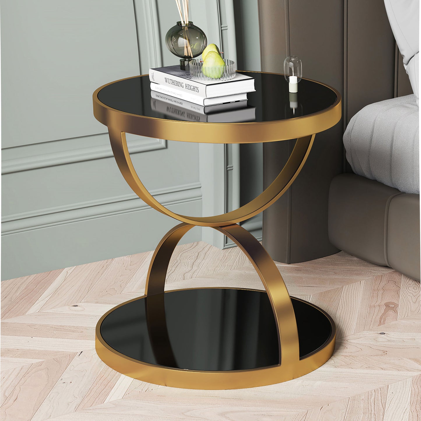 Luxury Stainless Steel End Table Decor with Storage Shelf for Home & Living Room |Gold Coffee Table|Outdoor & Indoor Furniture