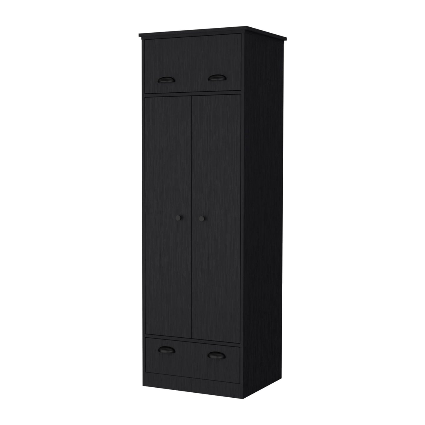 Lakewood Double Door and 1-Drawer Armoire Black