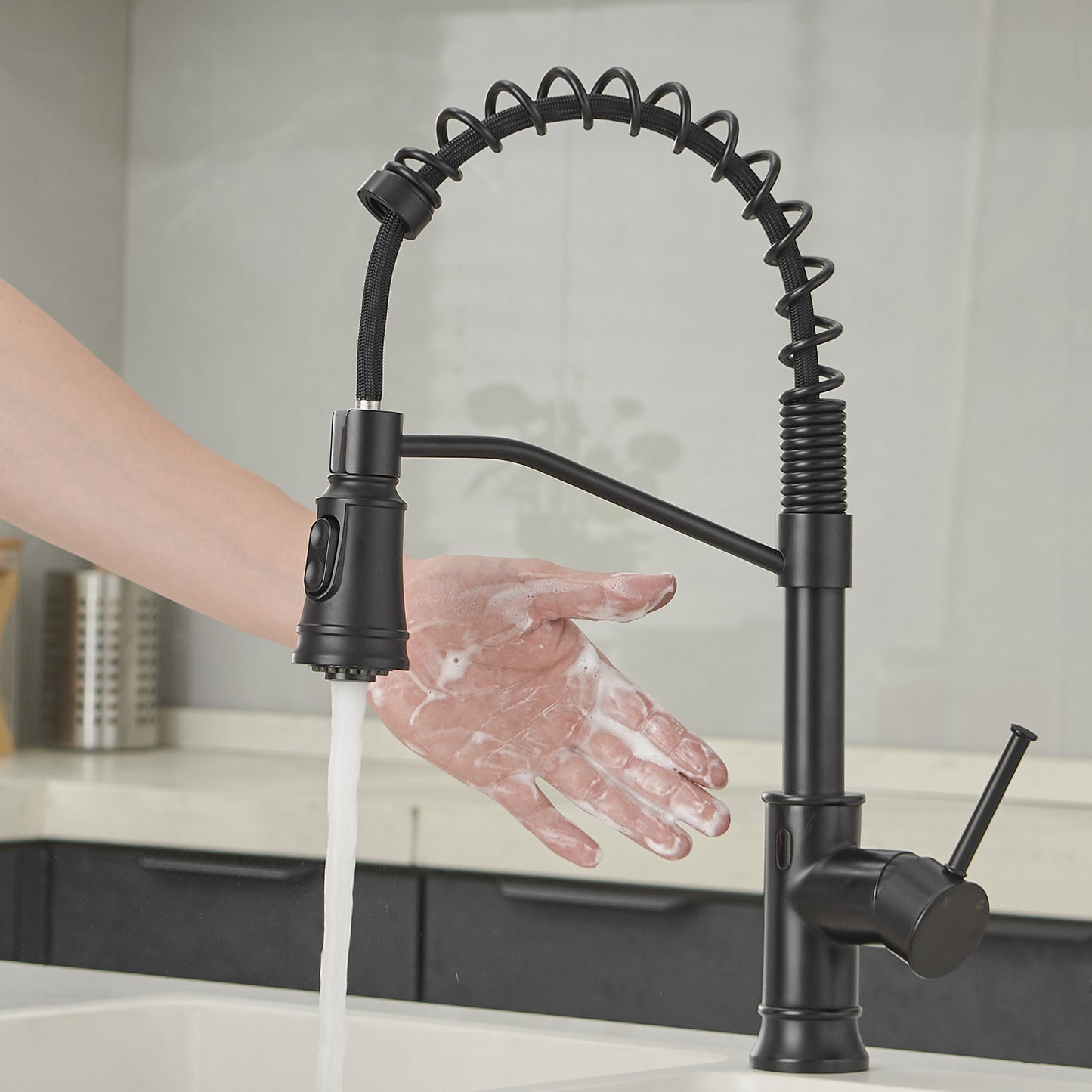 Touchless Sensor Commercial Style Pull-Down Single Handle Kitchen Faucet