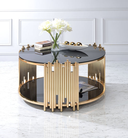 AvaMalis Tanquin Coffee Table in Gold & Black Glass 84490