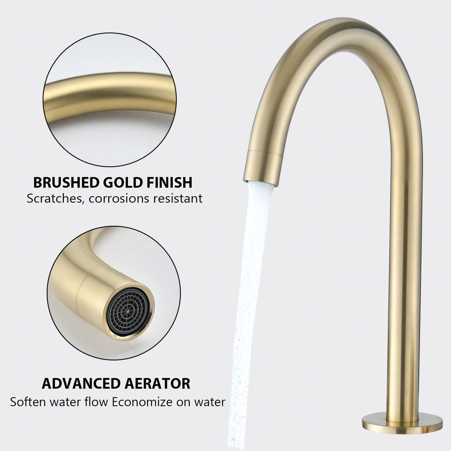 AvaMalis A|M Aquae Two Handles Widespread 8 Inch Bathroom Faucet, Brushed Golden
