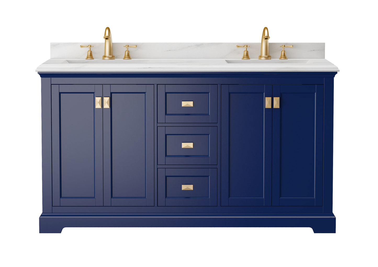 Vanity Sink Combo featuring a Marble Countertop, Bathroom Sink Cabinet, and Home Decor Bathroom Vanities - Fully Assembled Blue 60-inch Vanity with Sink 23V02-60NB