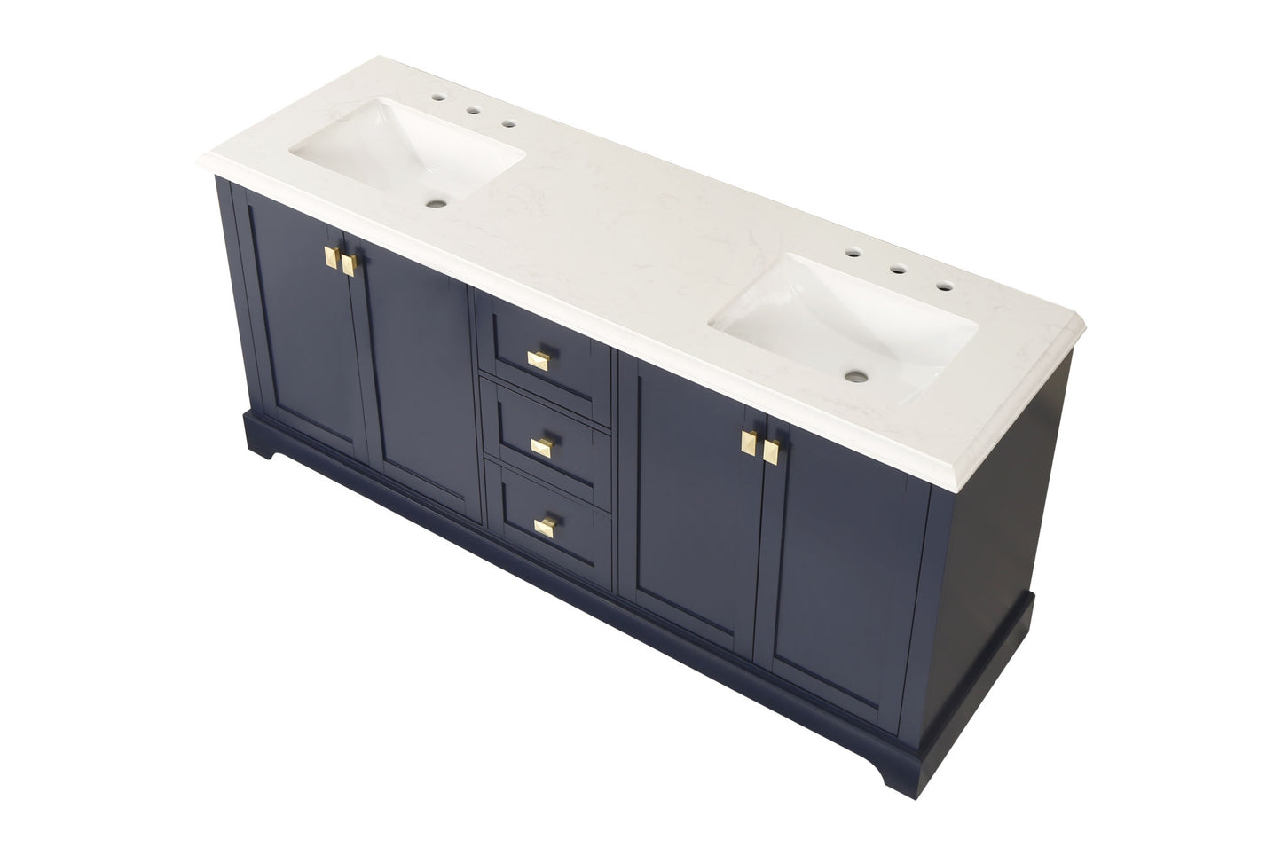 Vanity Sink Combo featuring a Marble Countertop, Bathroom Sink Cabinet, and Home Decor Bathroom Vanities - Fully Assembled Blue 72-inch Vanity with Sink 23V02-72NB