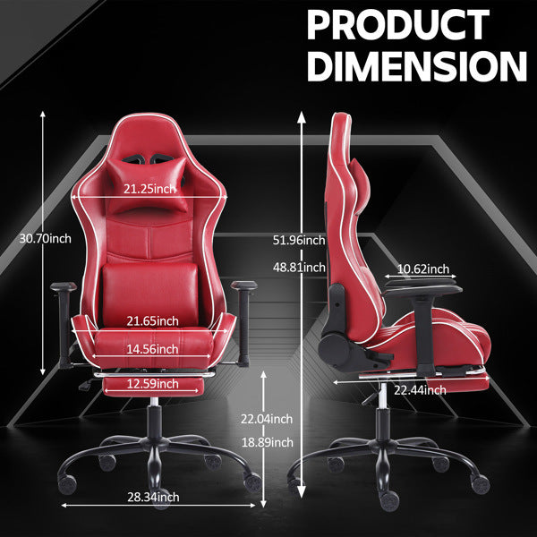 Ergonomic Gaming Chairs for Adults 400lb Big and Tall, Comfortable Computer Chair for Heavy People, Adjustable Lumbar Desk Office Chair with Footrest, Video Game Chairs (burgundy)