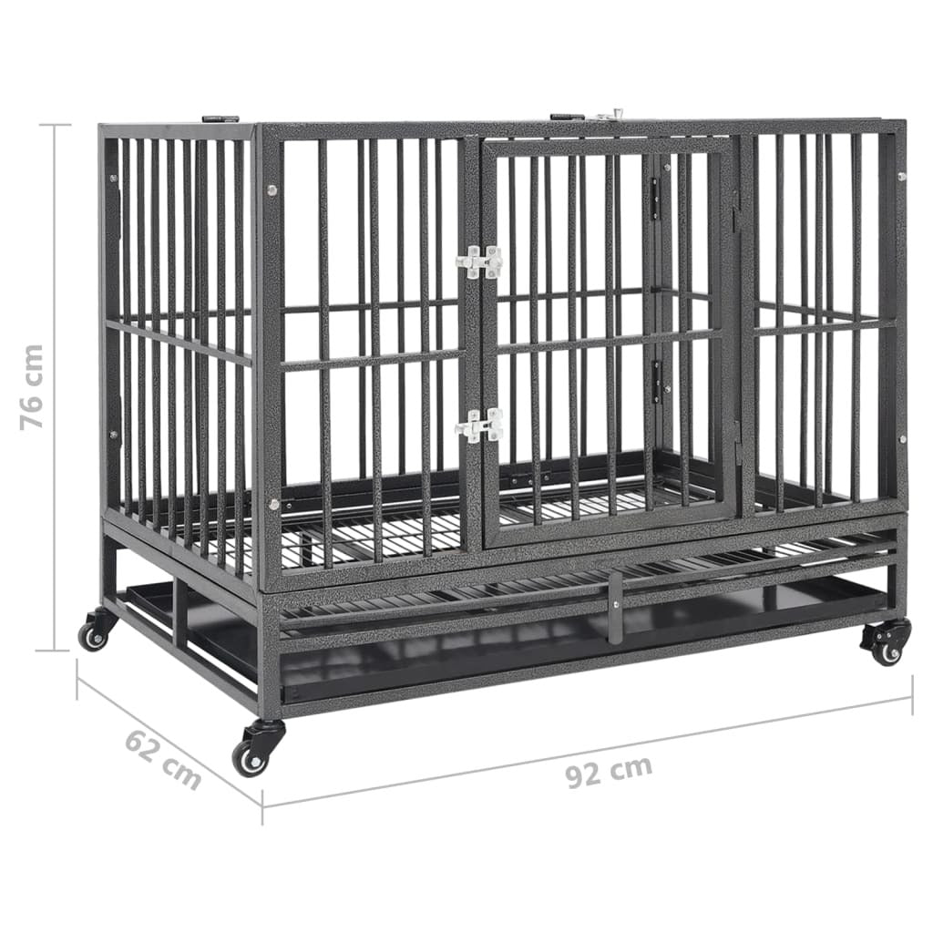 Dog Cage with Wheels Steel 36.2"x24.4"x29.9"