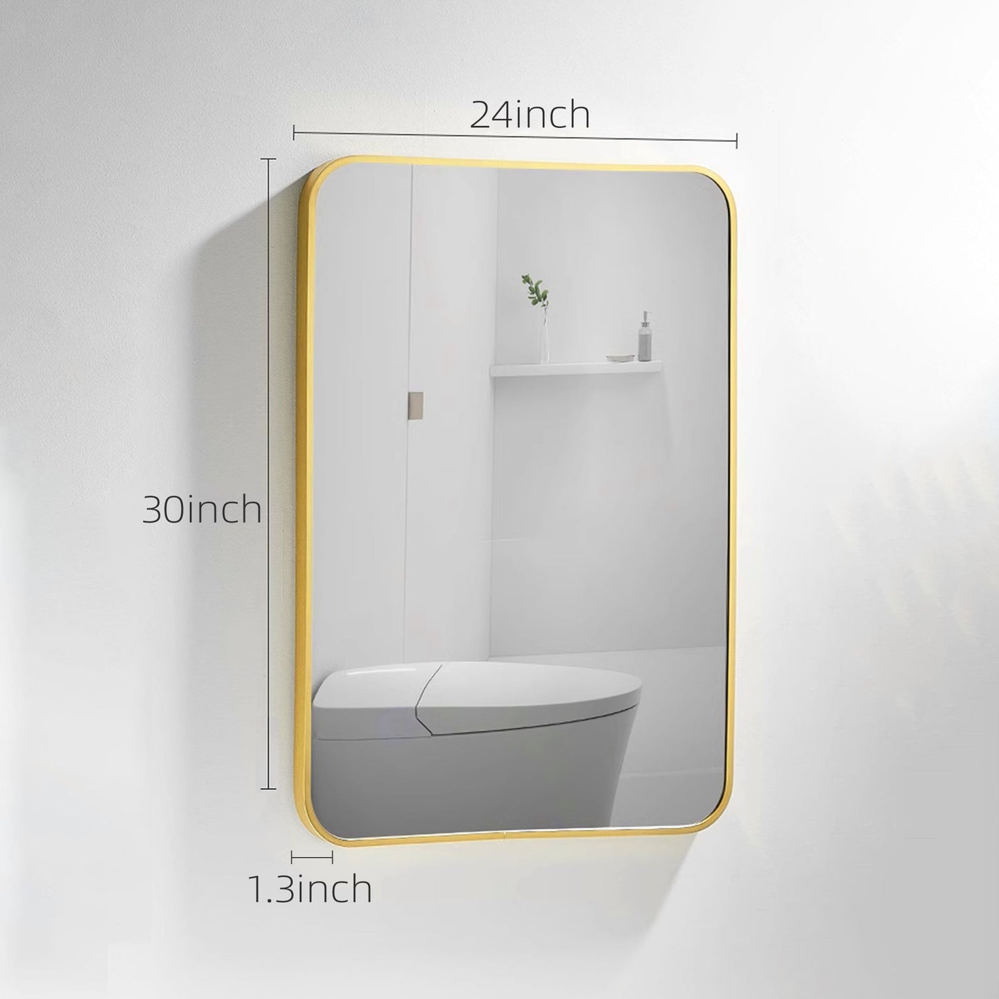 24*30 inch Mirror Hangs Horizontally or Vertically Golden Metal Framed Bathroom Mirror