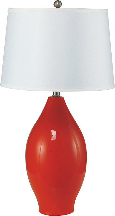 28"H RED LEMON SHAPE CERAMIC TABLE LAMP
