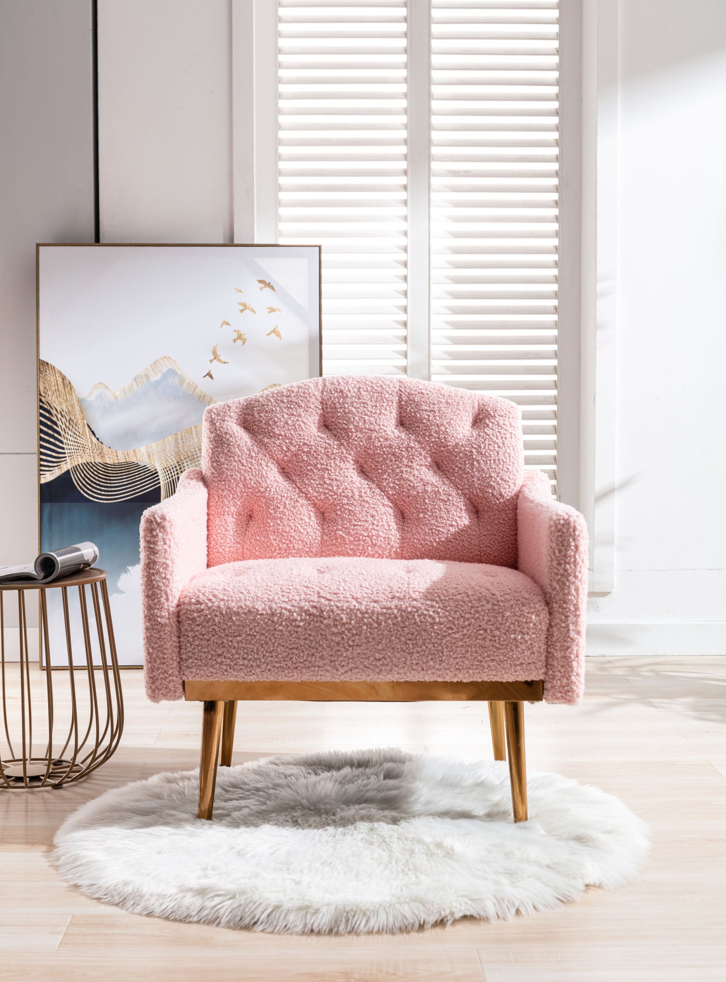 Accent Chair ,leisure single sofa with Rose Golden feet
