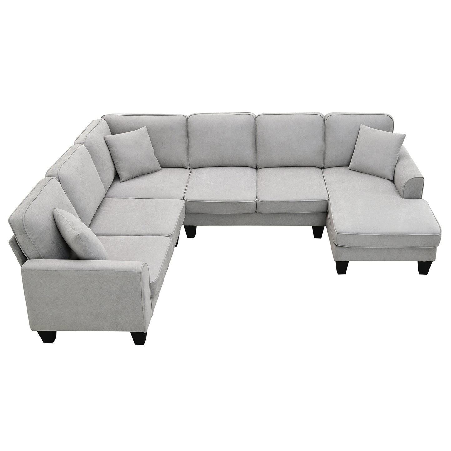 [VIDEO provided] [New] 108*85.5" Modern U Shape Sectional Sofa, 7 Seat Fabric Sectional Sofa Set with 3 Pillows Included for Living Room, Apartment, Office,3 Colors