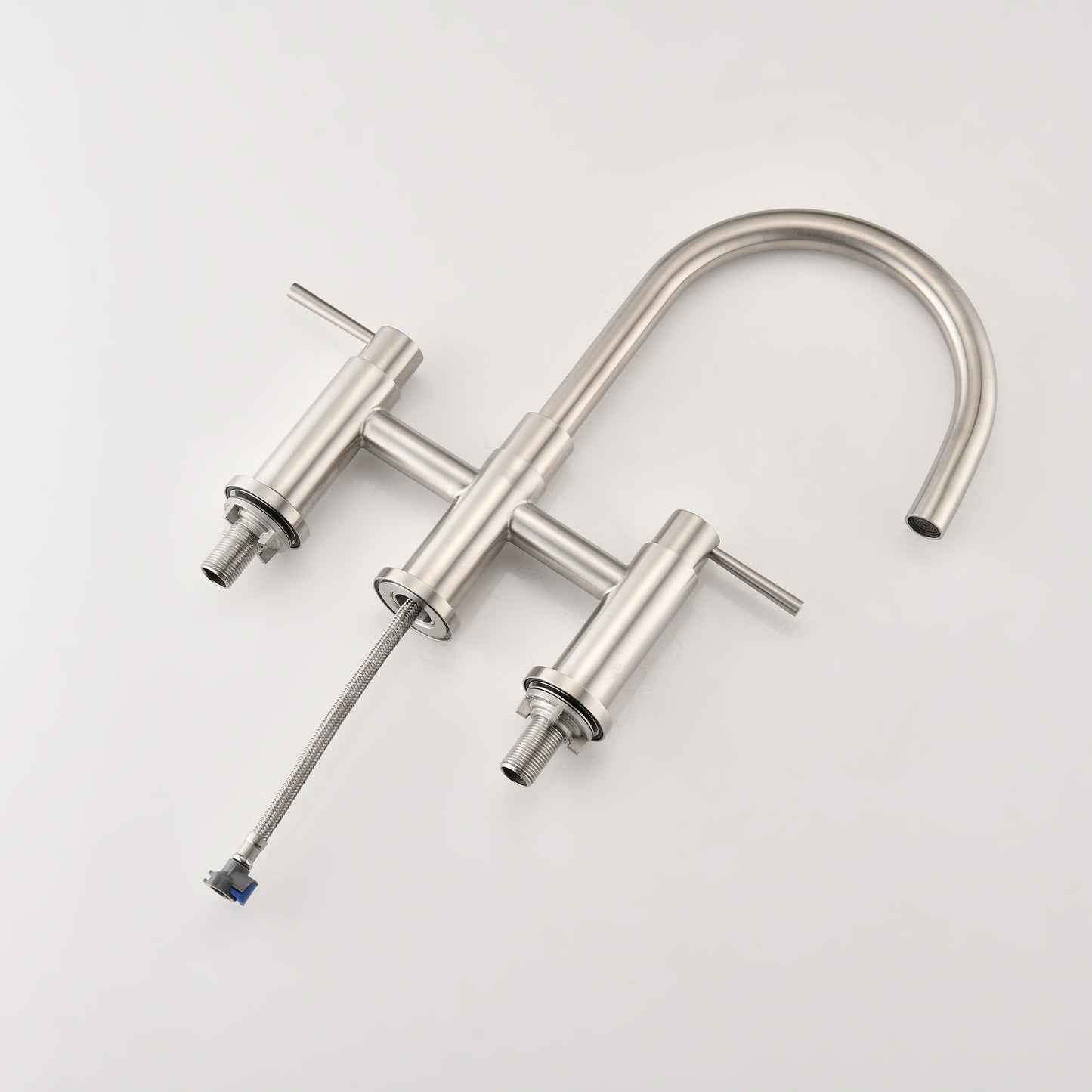 A|M Aquae Double Handle Bridge Kitchen Faucet with Side Spray
