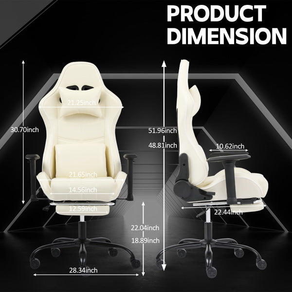 Ergonomic Gaming Chairs for Adults 400lb Big and Tall, Comfortable Computer Chair for Heavy People, Adjustable Lumbar Desk Office Chair with Footrest, Video Game Chairs (White)