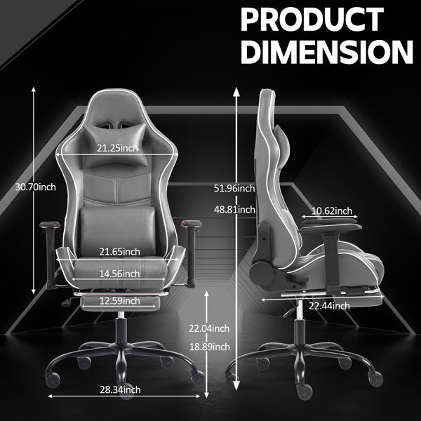 Ergonomic Gaming Chairs for Adults 400lb Big and Tall, Comfortable Computer Chair for Heavy People, Adjustable Lumbar Desk Office Chair with Footrest, Video Game Chairs (Gray)