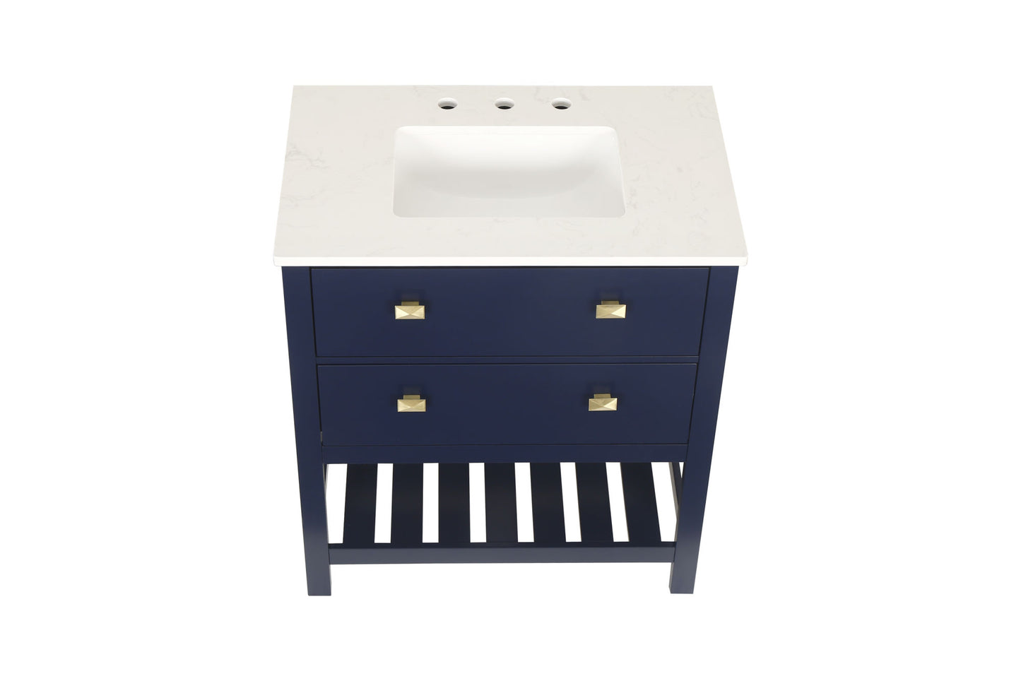 Vanity Sink Combo featuring a Marble Countertop, Bathroom Sink Cabinet, and Home Decor Bathroom Vanities - Fully Assembled Blue 30-inch Vanity with Sink 23V01-30NB