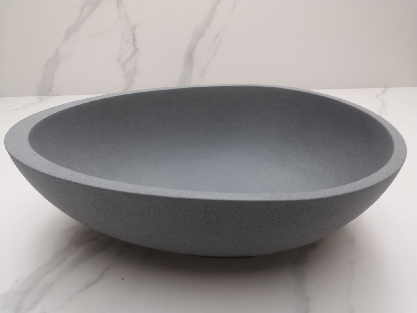 Egg shape Concrete Vessel Bathroom Sink in Grey without Faucet and Drain