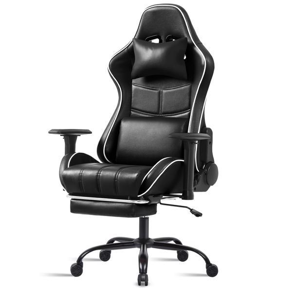Ergonomic Gaming Chairs for Adults 400lb Big and Tall, Comfortable Computer Chair for Heavy People, Adjustable Lumbar Desk Office Chair with Footrest, Video Game Chairs (Black)