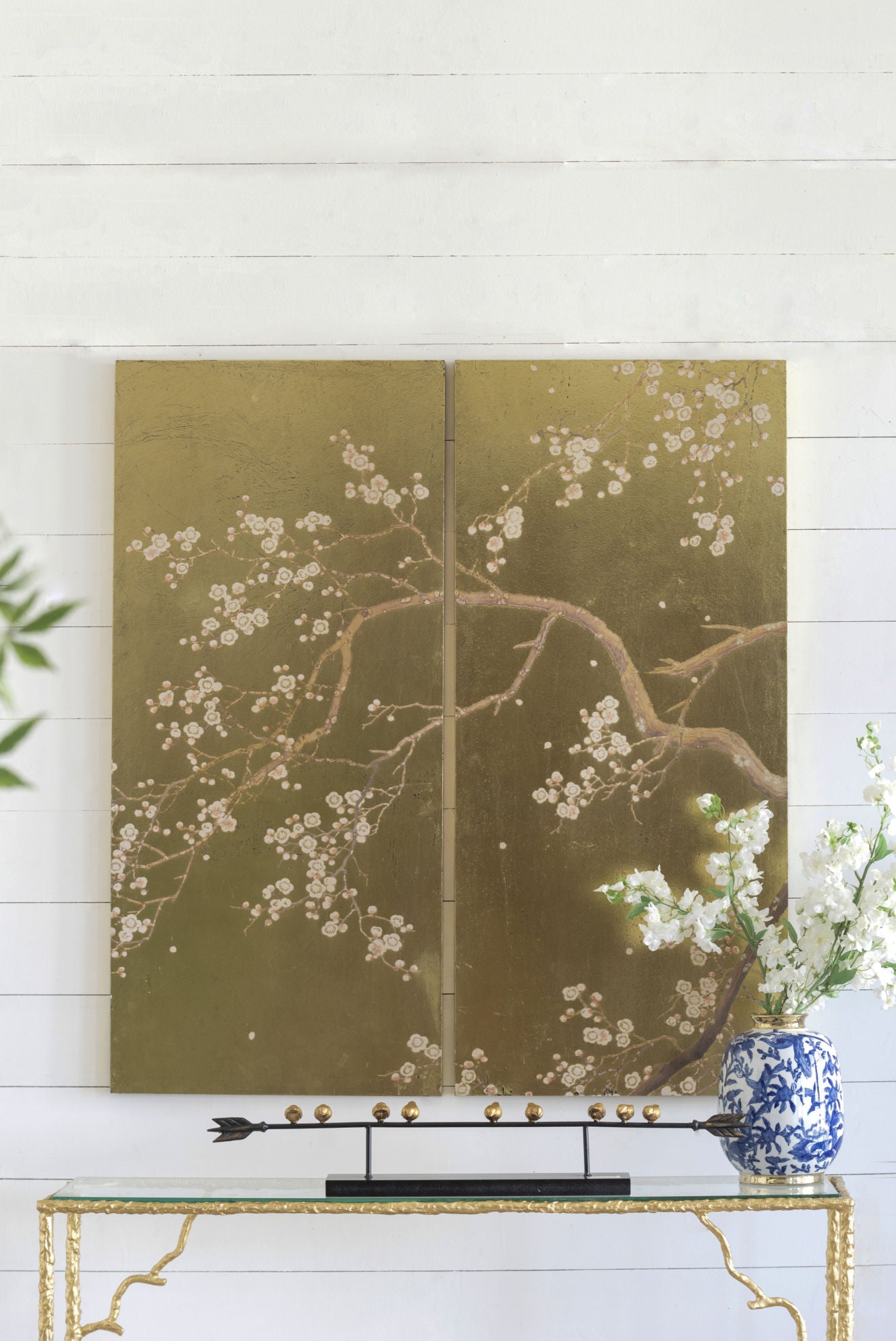 Set of 2 Cherry Blossom Wall Art Panels, Wall Decor for Living Room Dining Room Office Bedroom, 21.5" x 47"
