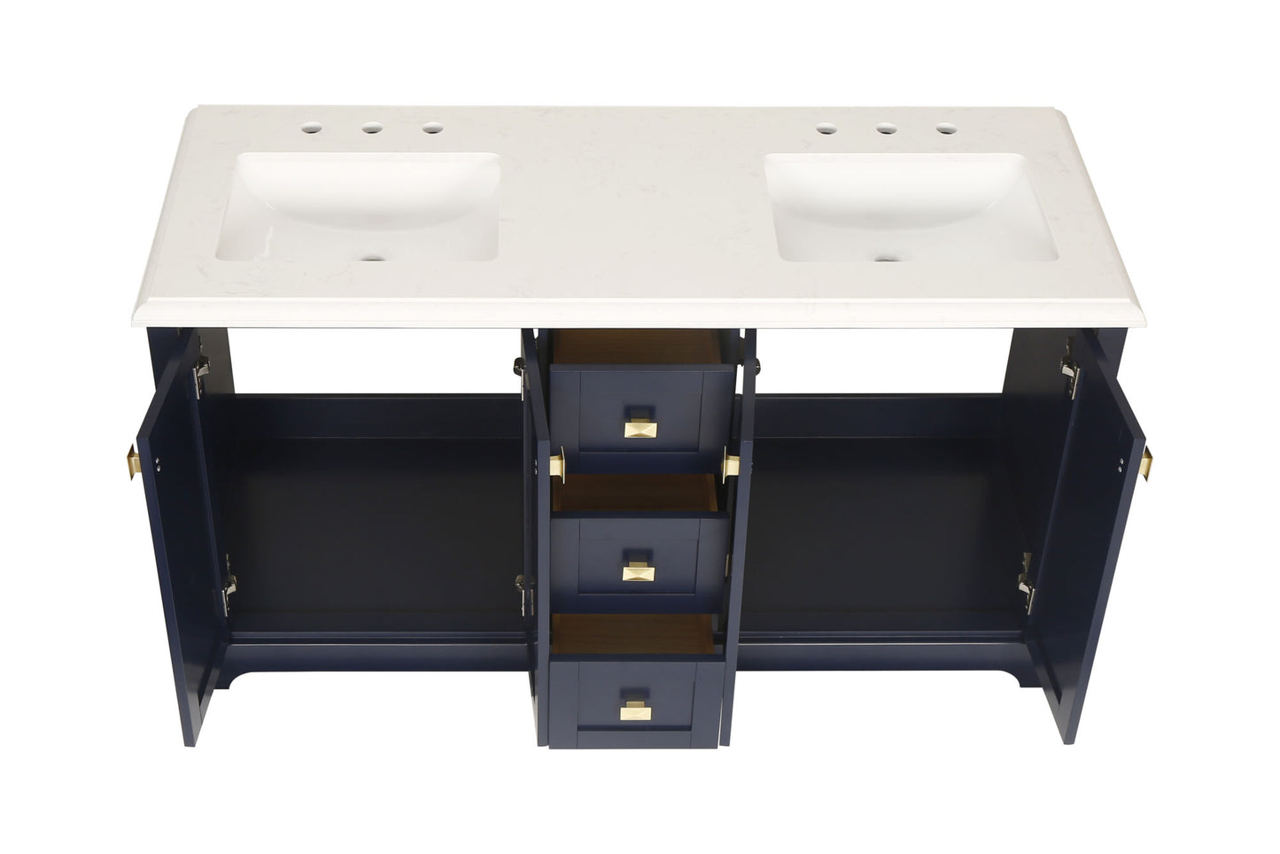 Vanity Sink Combo featuring a Marble Countertop, Bathroom Sink Cabinet, and Home Decor Bathroom Vanities - Fully Assembled Blue 60-inch Vanity with Sink 23V02-60NB
