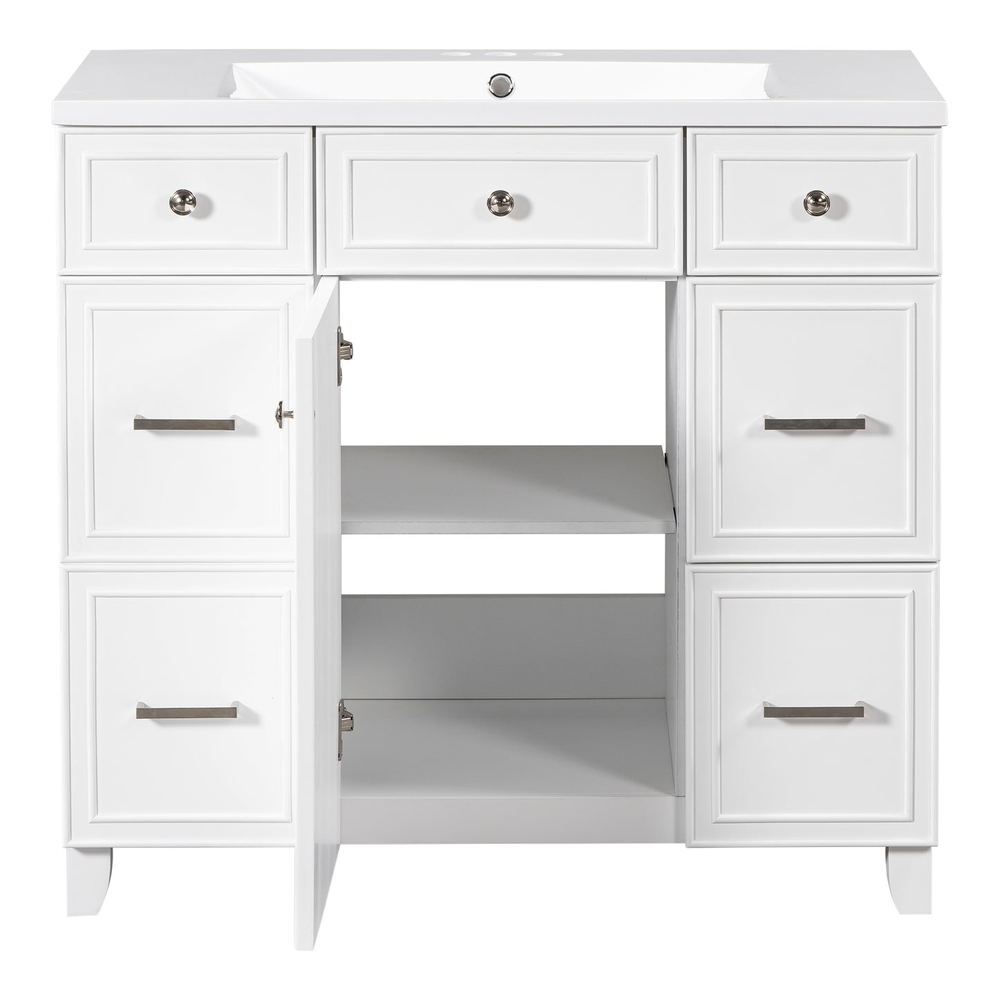 36" Bathroom Vanity Cabinet with Sink Top Combo Set,White,Single Sink,Shaker Cabinet with Soft Closing Door and Drawer