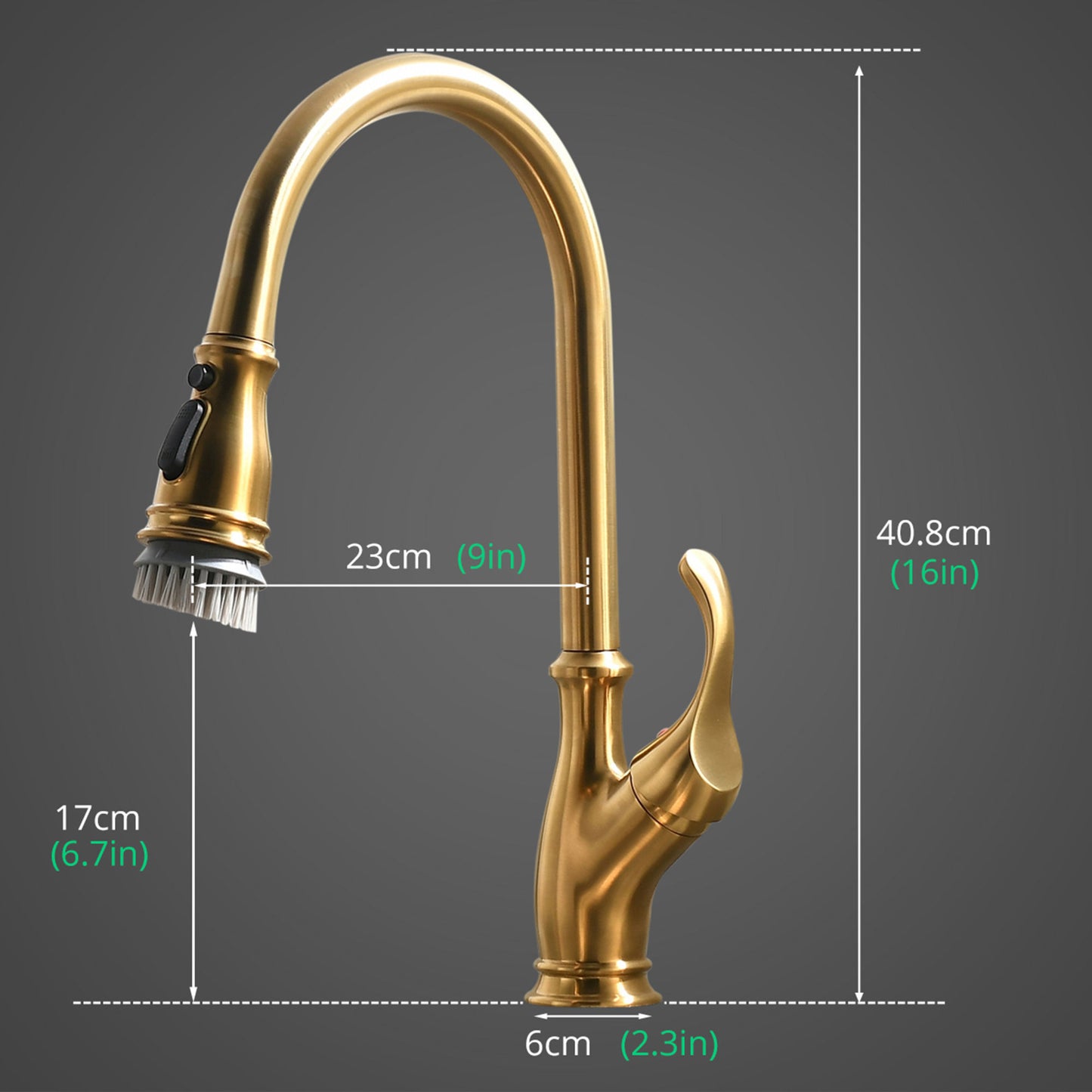 AvaMalis A|M Aquae Gold Kitchen Faucet with Pull Down Sprayer Brushed Gold Single Handle 1 Hole High Arc Pull Out Kitchen Sink Faucets