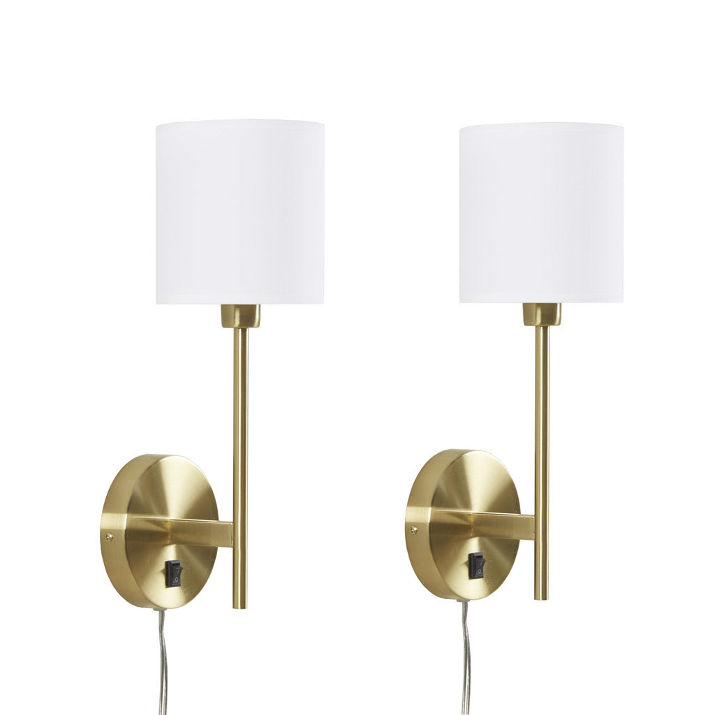 Metal Wall Sconce with Cylinder Shade, Set of 2