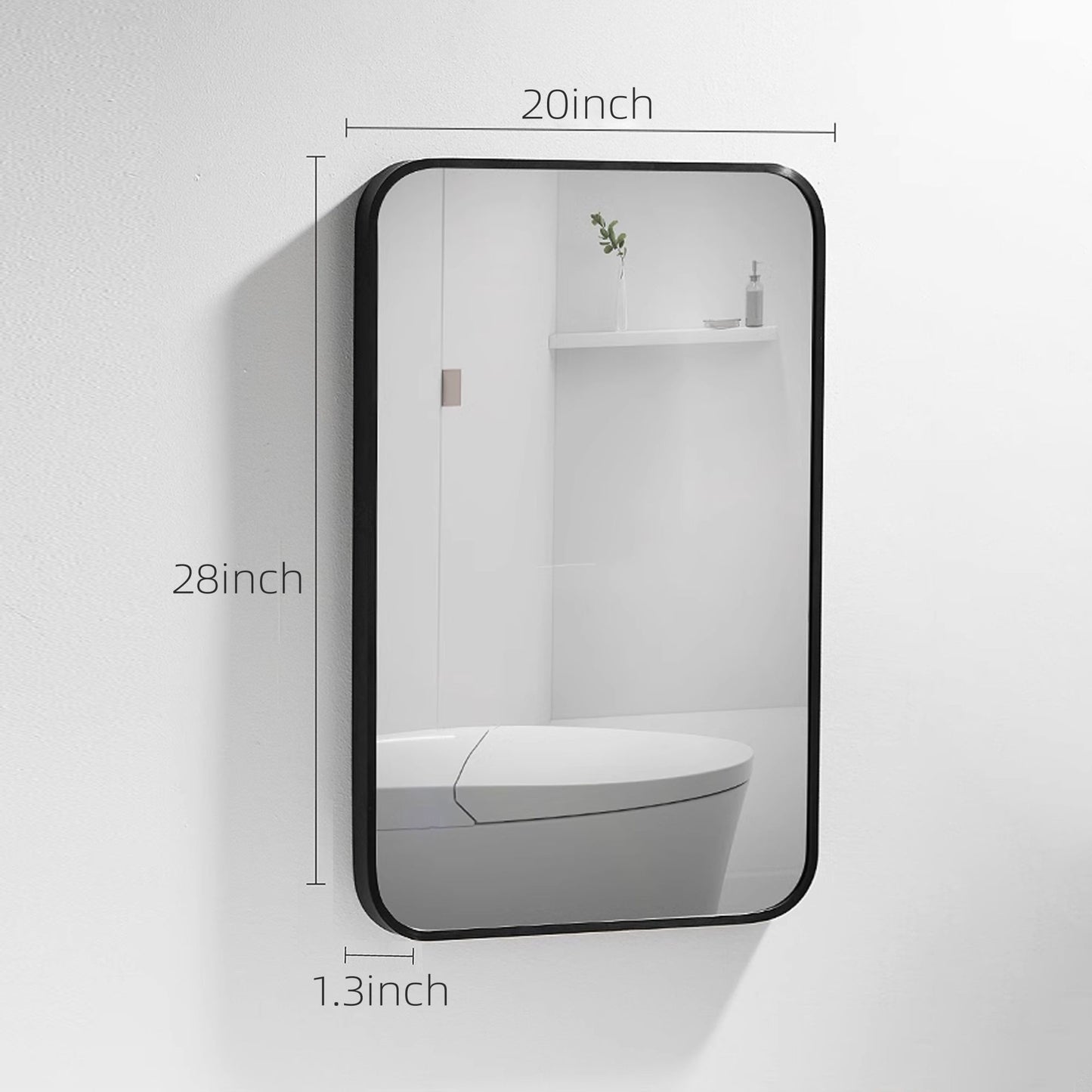 20*28inch Mirror Hangs Horizontally or Vertically Black Metal Framed Bathroom Mirror