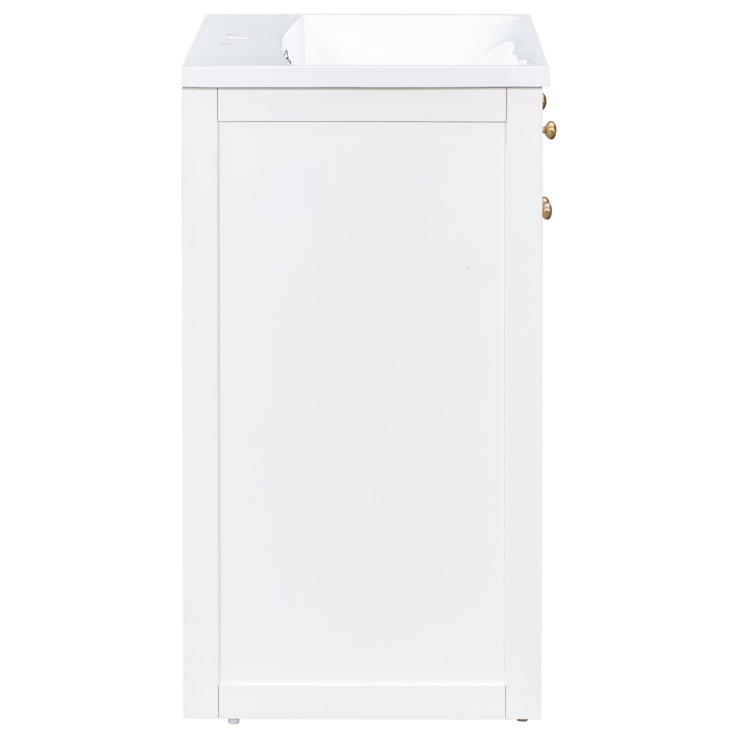 24" Bathroom vanity with Single Sink; White Combo Cabinet Undermount Sink; Bathroom Storage Cabinet; Solid Wood Frame; Pull-out footrest