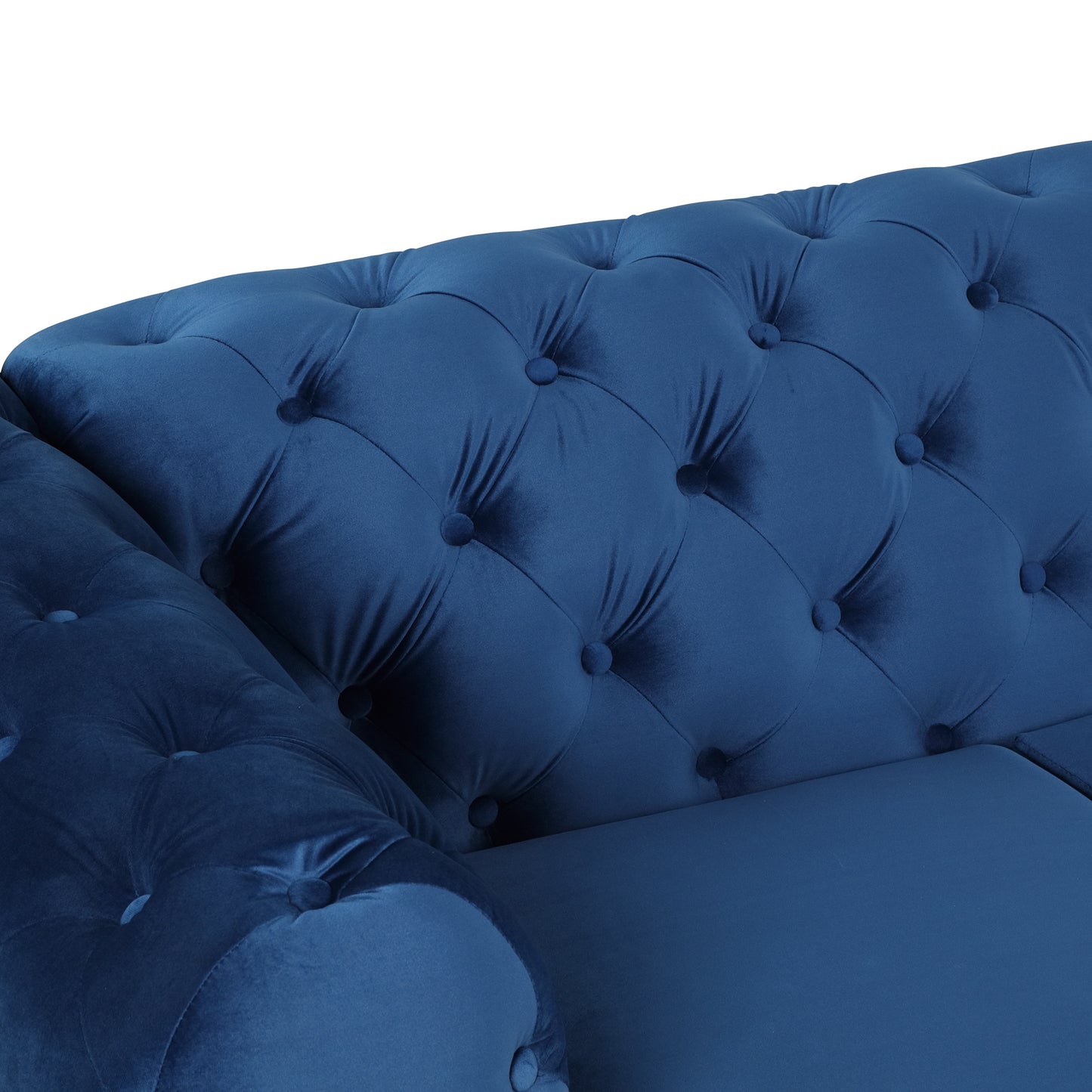 63" Velvet Upholstered Loveseat Sofa,Modern Loveseat Sofa with Button Tufted Back,2-Person Loveseat Sofa Couch for Living Room,Bedroom,or Small Space,Blue