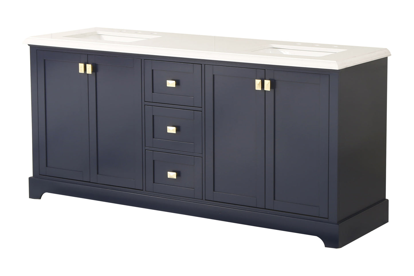 Vanity Sink Combo featuring a Marble Countertop, Bathroom Sink Cabinet, and Home Decor Bathroom Vanities - Fully Assembled Blue 72-inch Vanity with Sink 23V02-72NB