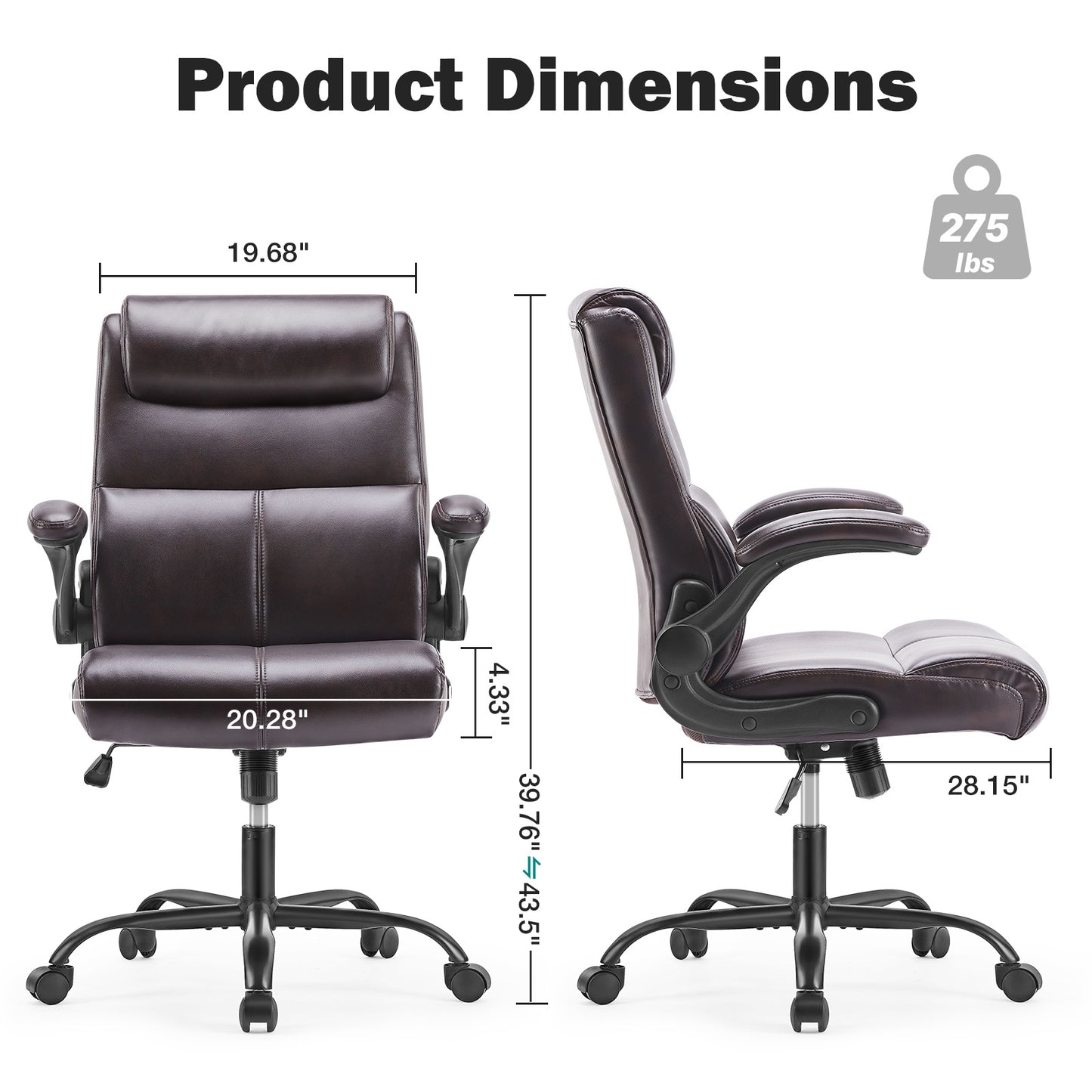 y Ergonomic Executive Home Office Chair Adjustable Height PU Leather Desk Chair