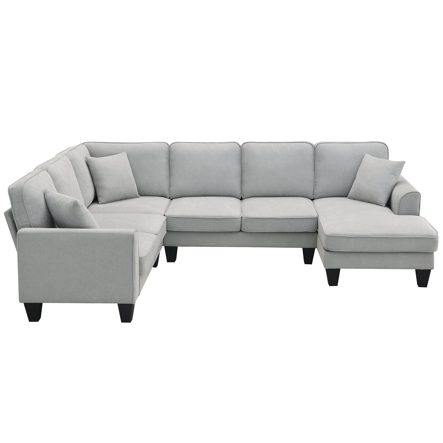[VIDEO provided] [New] 108*85.5" Modern U Shape Sectional Sofa, 7 Seat Fabric Sectional Sofa Set with 3 Pillows Included for Living Room, Apartment, Office,3 Colors