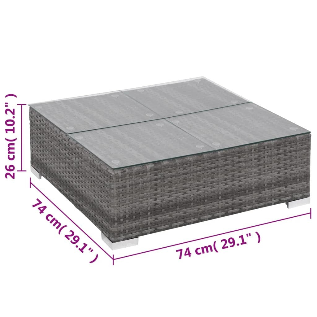 7 Piece Patio Lounge Set with Cushions Poly Rattan Gray