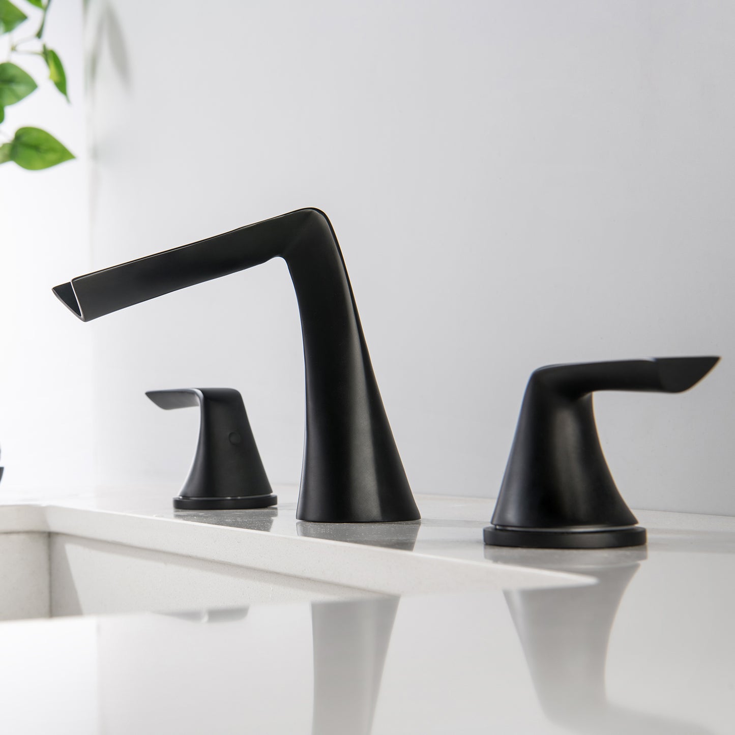 AvaMalis A|M Aquae Waterfall Bathroom Faucet Widespread  Black Brass 2 Handles