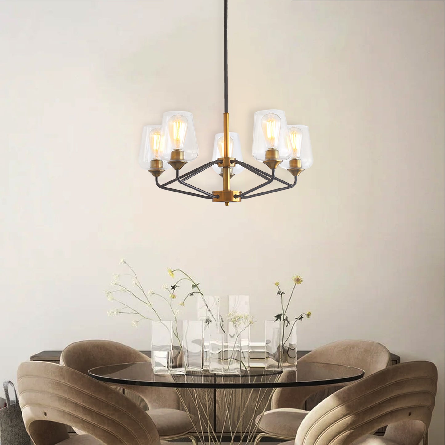 Modern American hanging chandelier -5 bulbs -E26 lamp holder