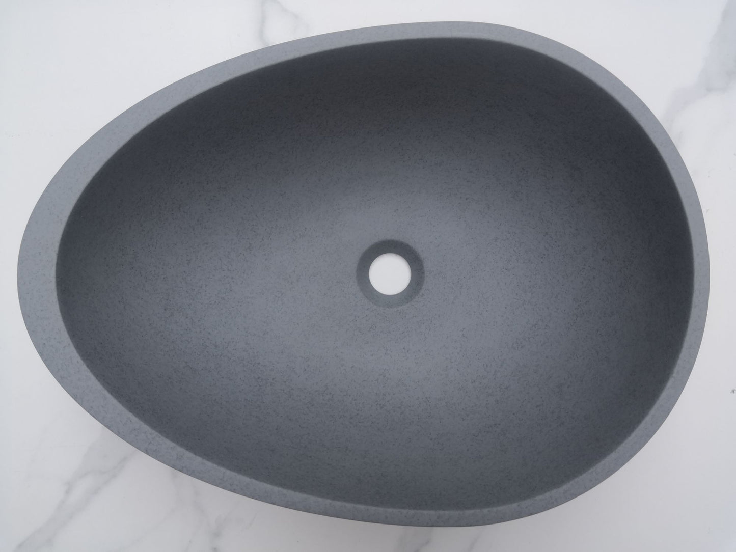 Egg shape Concrete Vessel Bathroom Sink in Grey without Faucet and Drain