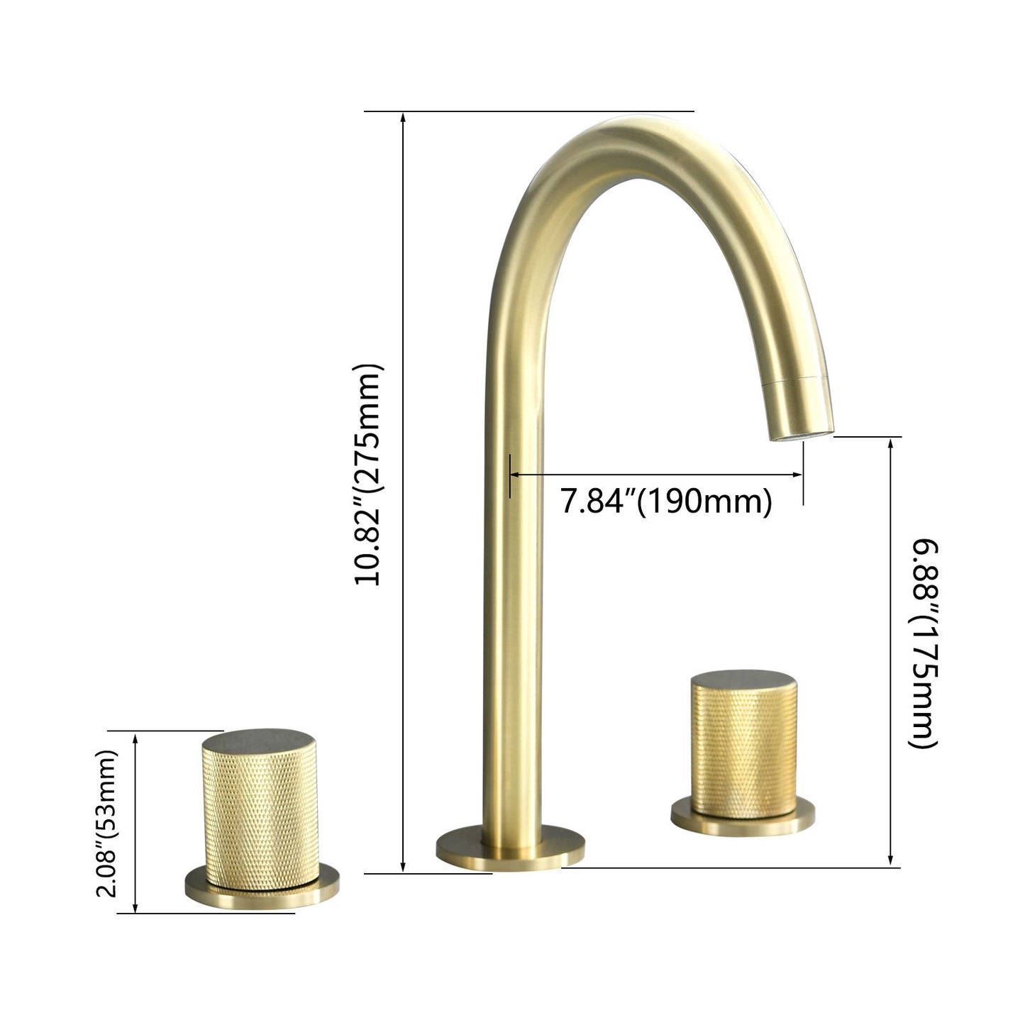 AvaMalis A|M Aquae Two Handles Widespread 8 Inch Bathroom Faucet, Brushed Golden