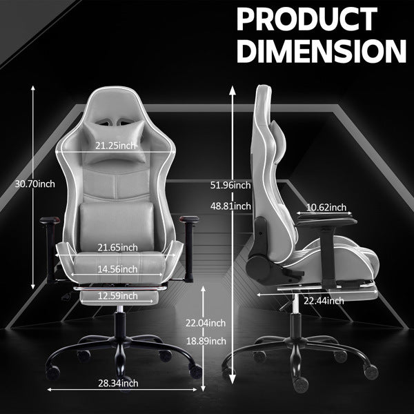 Ergonomic Gaming Chairs for Adults 400lb Big and Tall, Comfortable Computer Chair for Heavy People, Adjustable Lumbar Desk Office Chair with Footrest, Video Game Chairs (Light Gray)