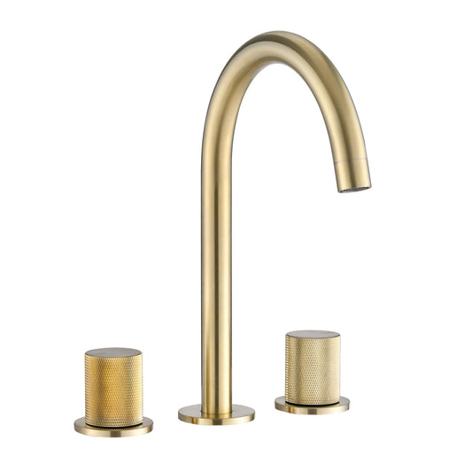 AvaMalis A|M Aquae Two Handles Widespread 8 Inch Bathroom Faucet, Brushed Golden