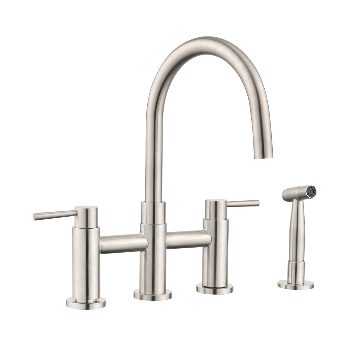 A|M Aquae Double Handle Bridge Kitchen Faucet with Side Spray