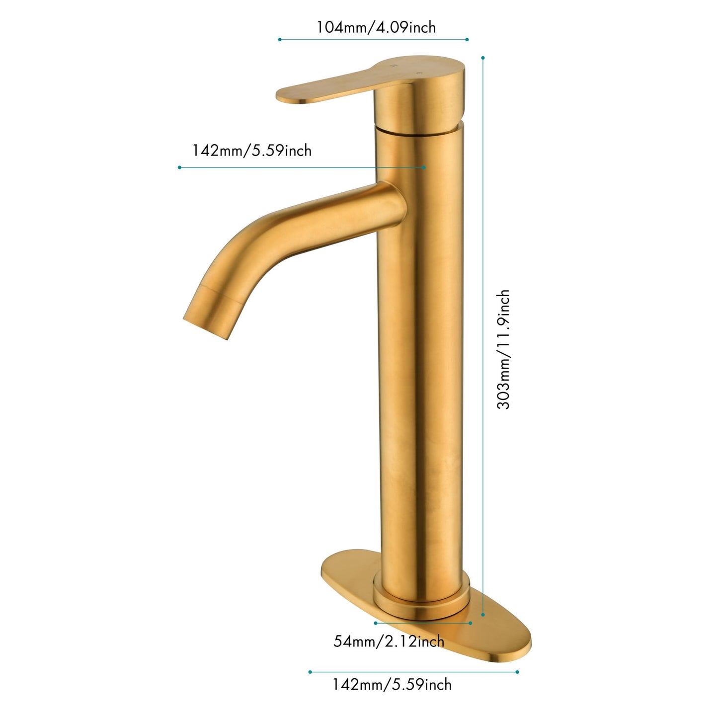 Gold Single Stem Faucet for Bathroom Vanity