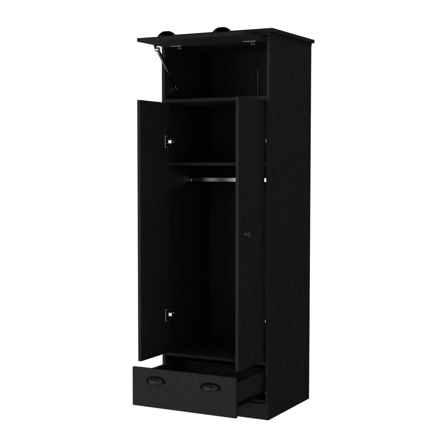 Lakewood Double Door and 1-Drawer Armoire Black