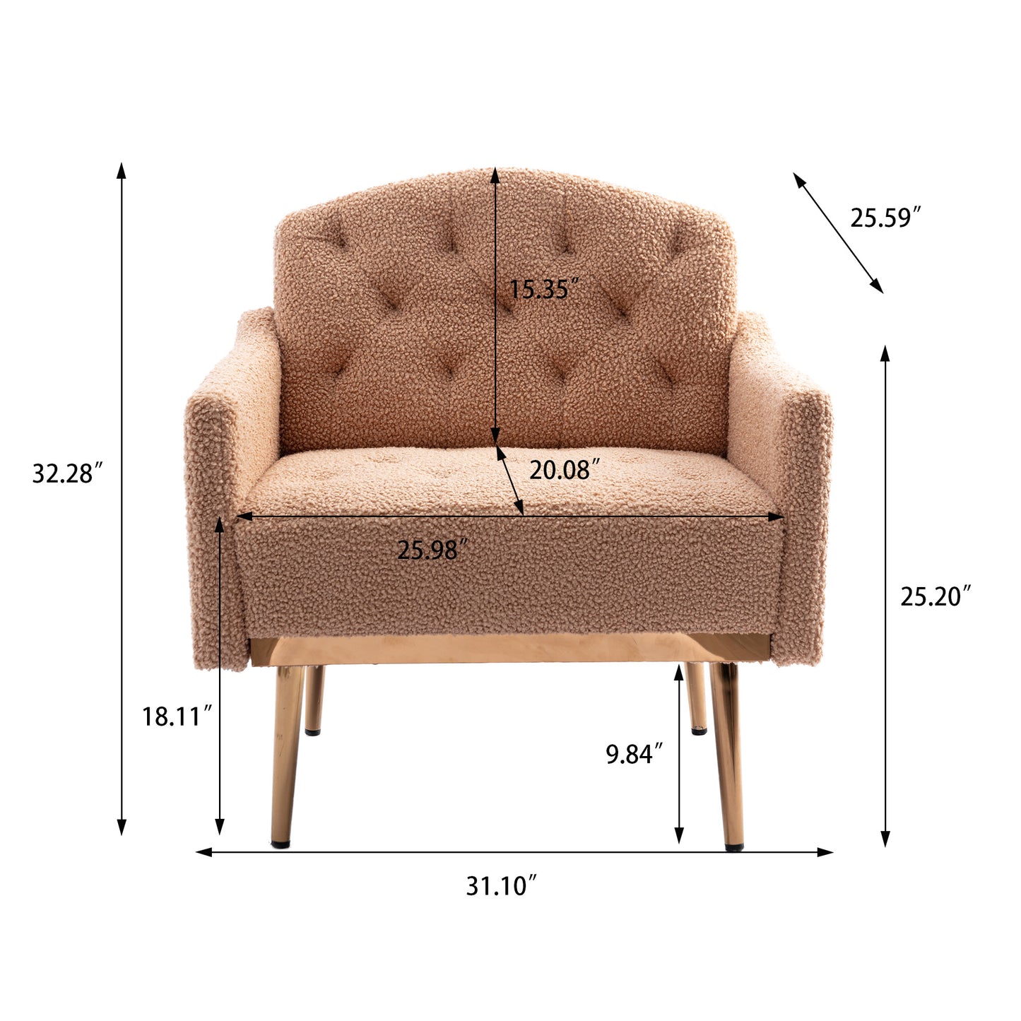 Accent Chair ,leisure single sofa with Rose Golden feet