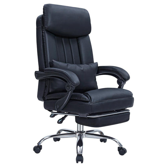 High quality black Faux leather office chair With Footrest Receliner Swivel