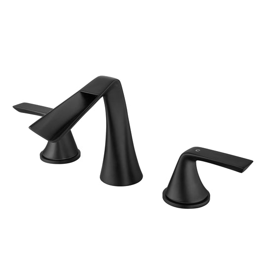 AvaMalis A|M Aquae Waterfall Bathroom Faucet Widespread  Black Brass 2 Handles