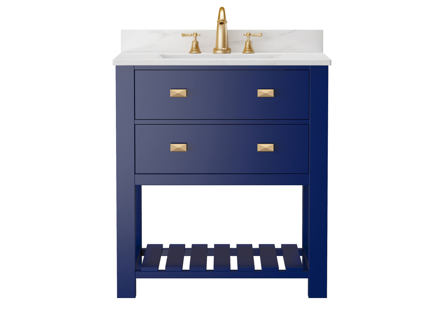 Vanity Sink Combo featuring a Marble Countertop, Bathroom Sink Cabinet, and Home Decor Bathroom Vanities - Fully Assembled Blue 30-inch Vanity with Sink 23V01-30NB