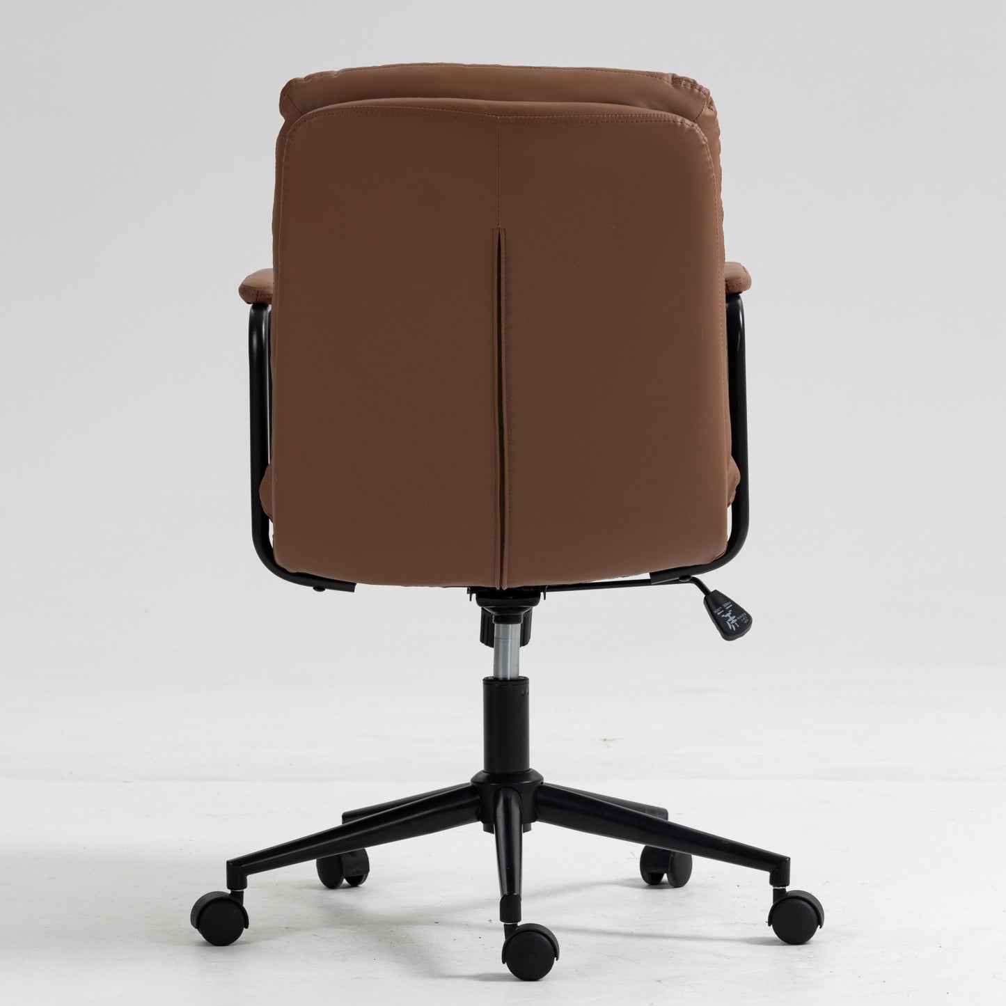 Office Chair,Mid Back Home Office Desk Task Chair with Wheels and Arms Ergonomic PU Leather Computer Rolling Swivel Chair with Padded Armrest,The back of the chair can recline 40° (Brown)